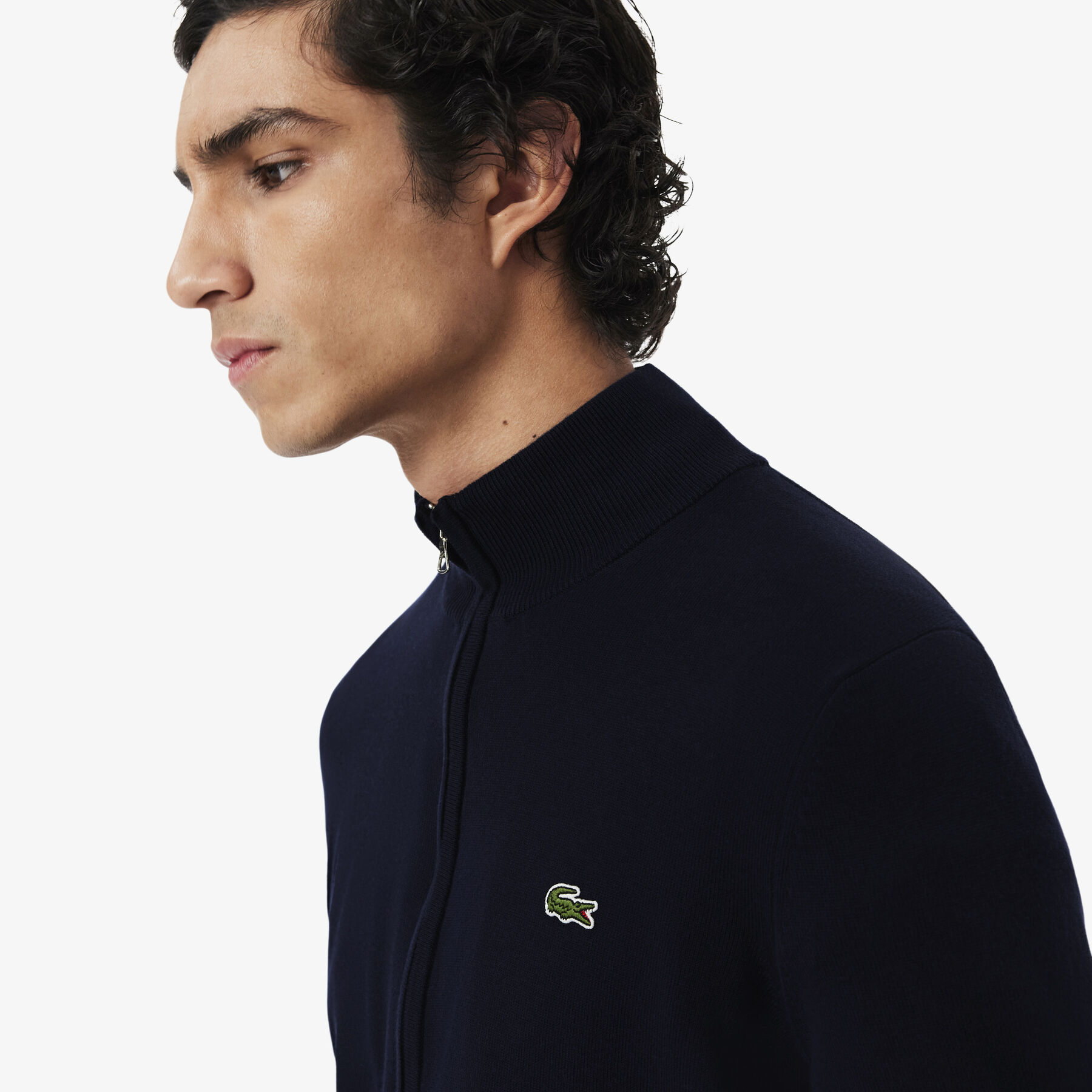 كنزة قطنية برقبة عالية وسحاب Zipped High Neck Cotton Sweater - AH1957-00-166