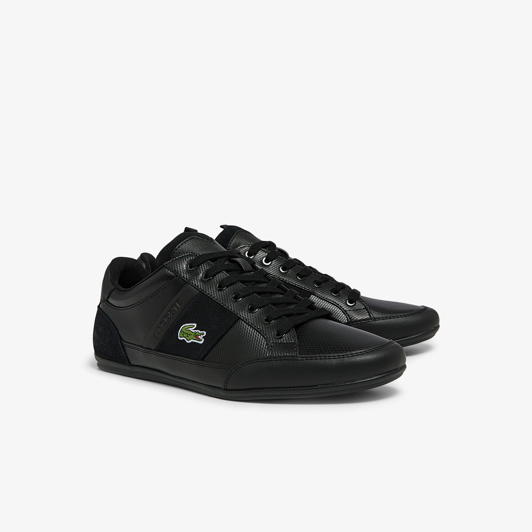 lacoste men s chaymon bl leather and synthetic tonal trainers