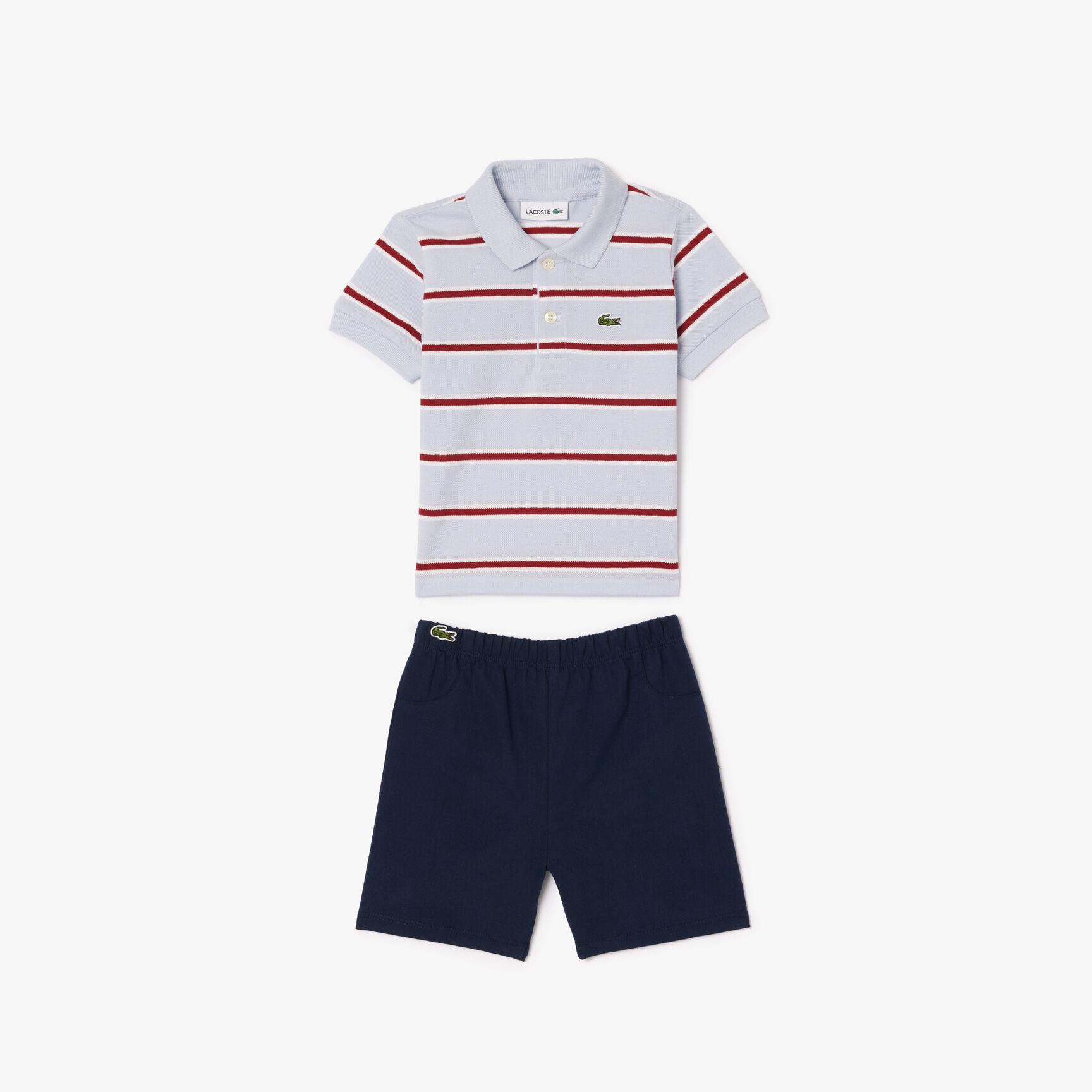 طقم بيبي لاكوست من القطن العضوي Baby Lacoste Organic Cotton Stripe Set - 4J7443-00-IPQ