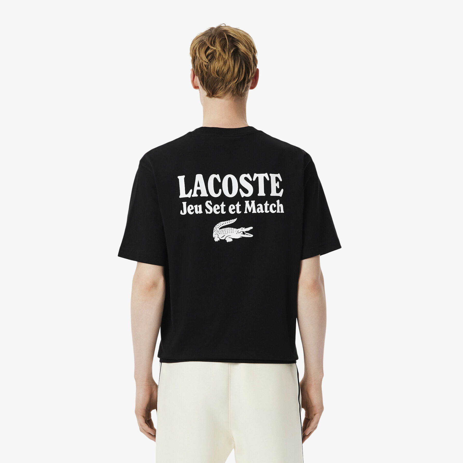 lacoste loose fit heavy jersey printed t shirt