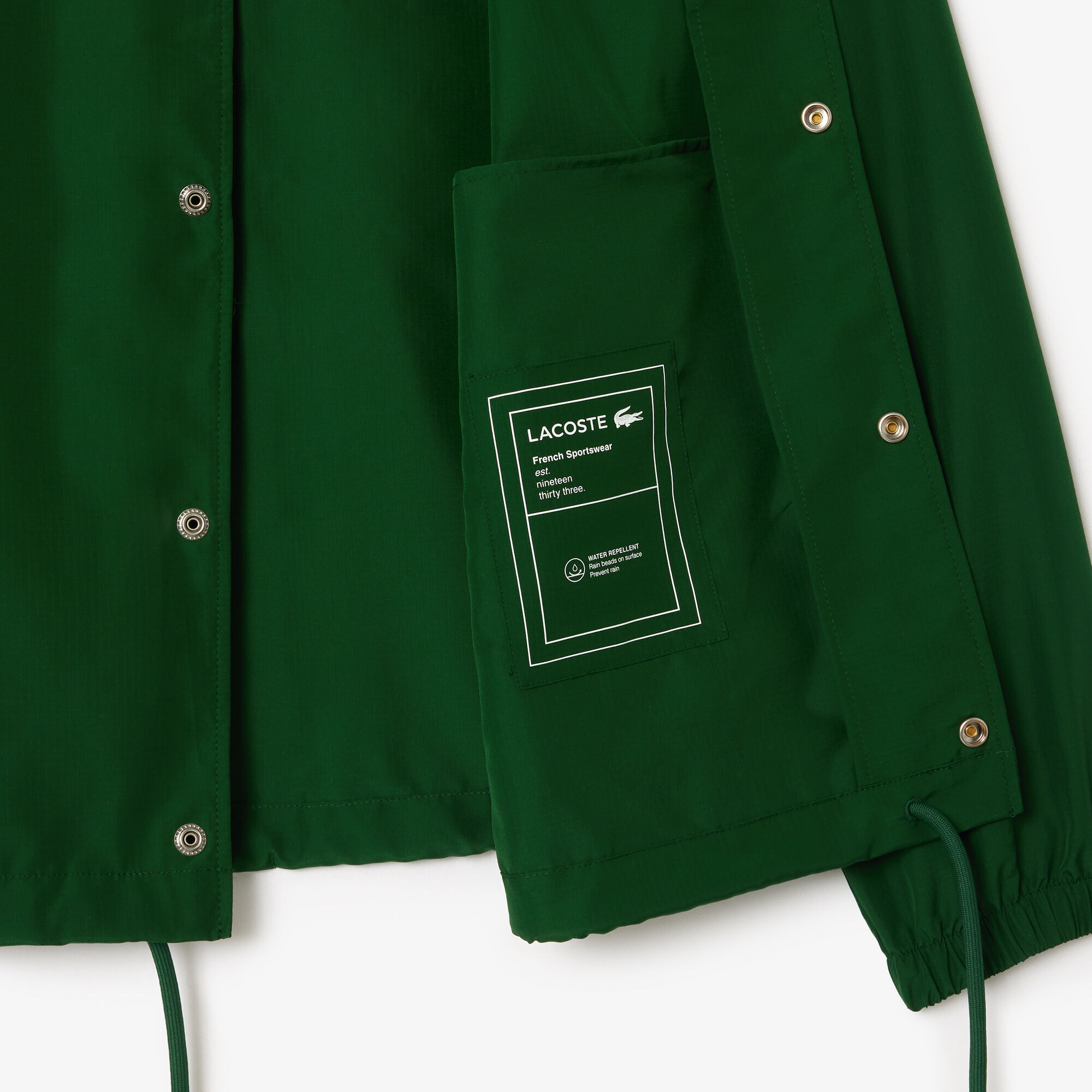 Lightweight Showerproof Ripstop Coach Jacket, Green | LACOSTE UAE
