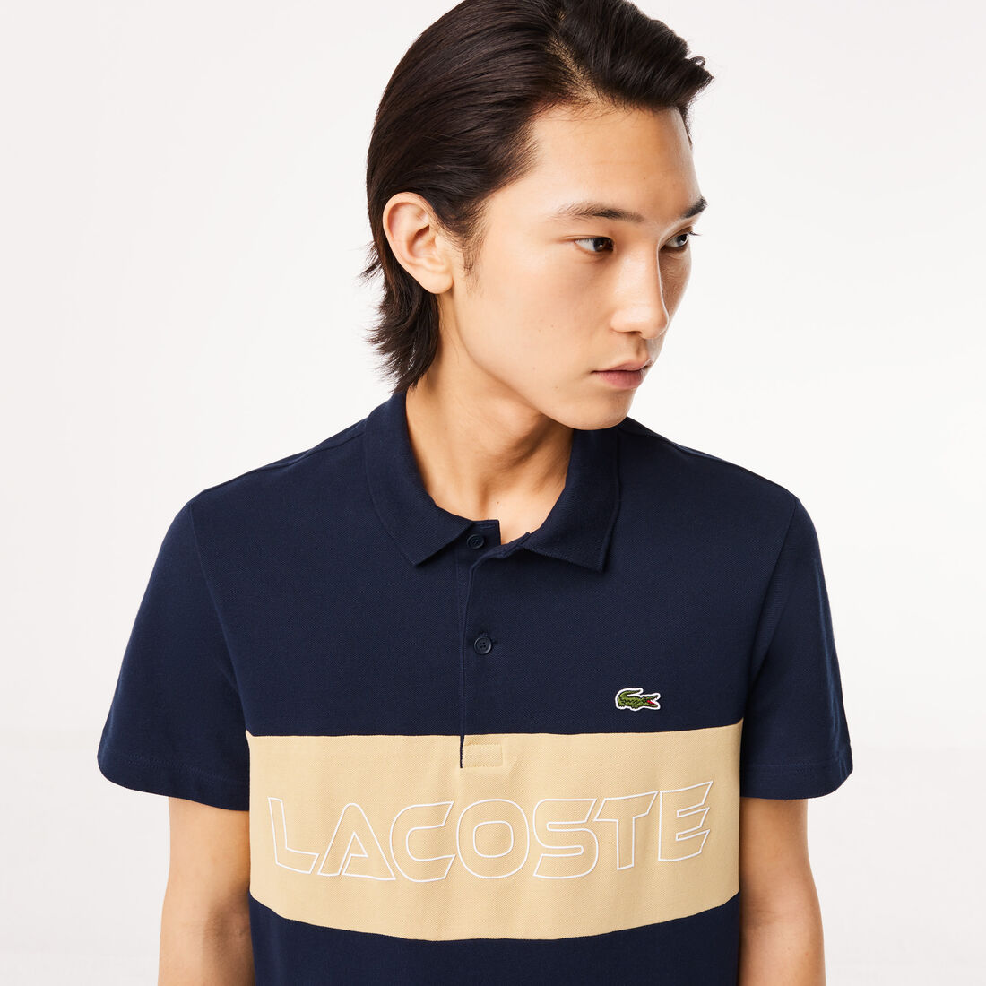 تي شيرت بولو L.12.12 بيكيه قطن مزين برقعة Regular Fit Stretch Pique Colourblock Polo Shirt - PH1470-00-IP7