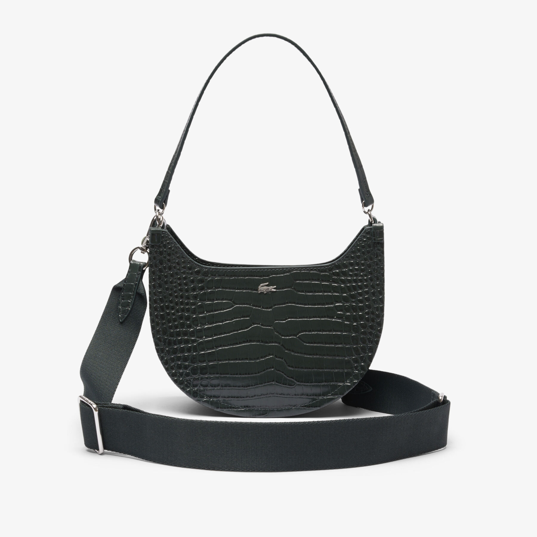 Small Chantaco Embossed Leather Half Moon Bag lacoste small chantaco embossed leather half moon bag