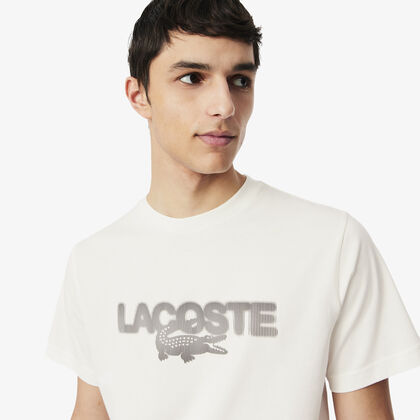 lacoste printed cotton jersey t shirt