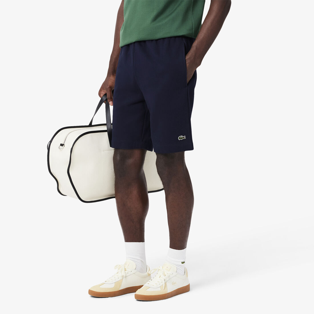 شورت صوف بقصّة عادية Men's Lacoste Organic Brushed Cotton Fleece Jogger Shorts - GH9627-00-166