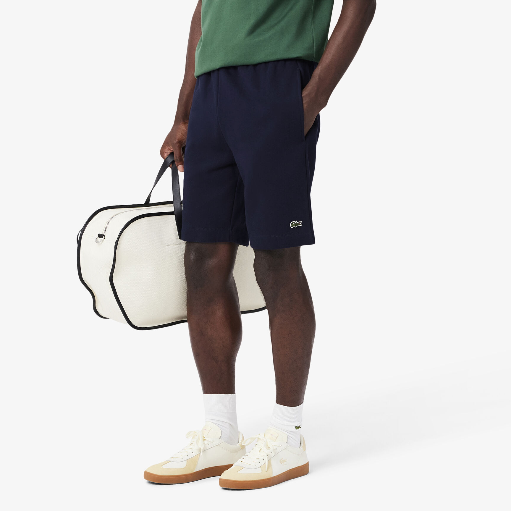شورت صوف بقصّة عادية Men's Lacoste Organic Brushed Cotton Fleece Jogger Shorts - GH9627-00-166