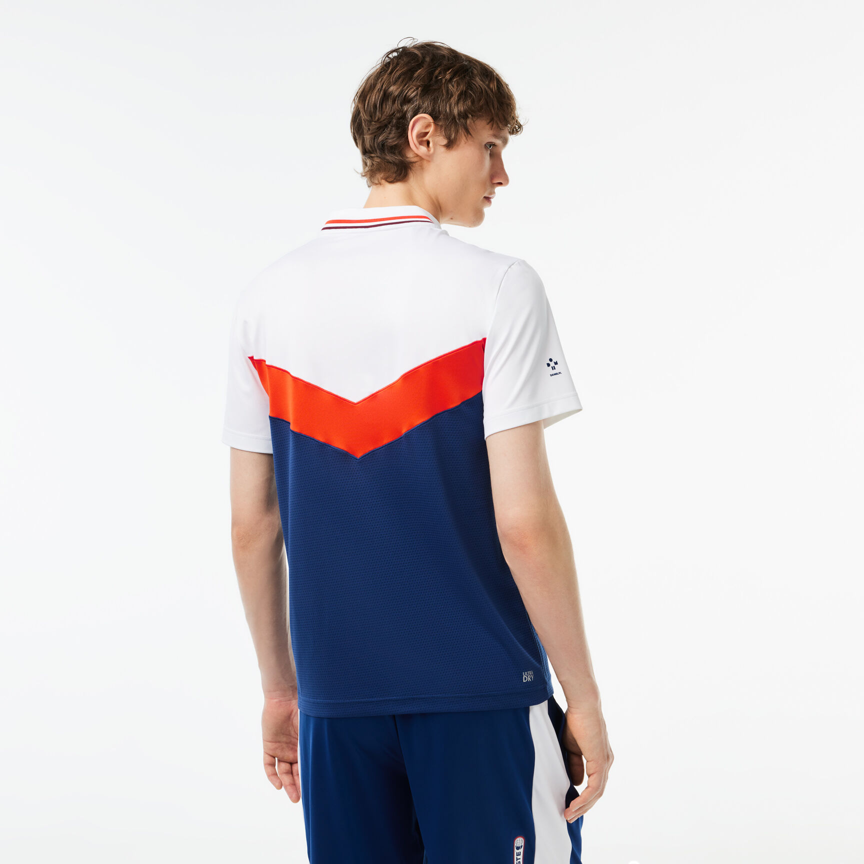 تي شيرت بولو بنقشة شعار الماركة وياقة بلون مغاير وقصّة كلاسيكية Slim Fit Lacoste Tennis x Daniil Medvedev Seamless Effect Polo Shirt - DH1099-00-LIH