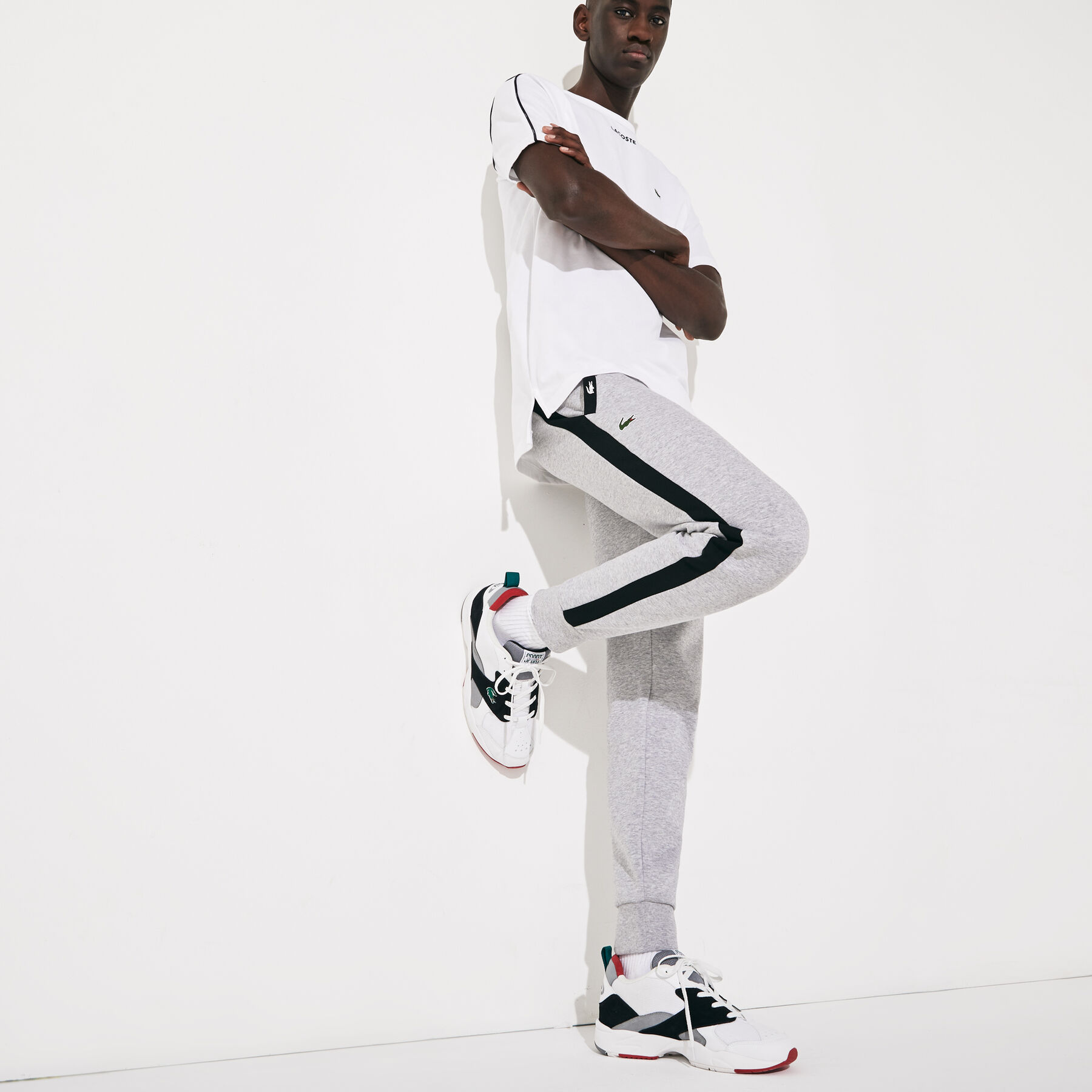 lacoste men s storm 96 textile and synthetic trainers