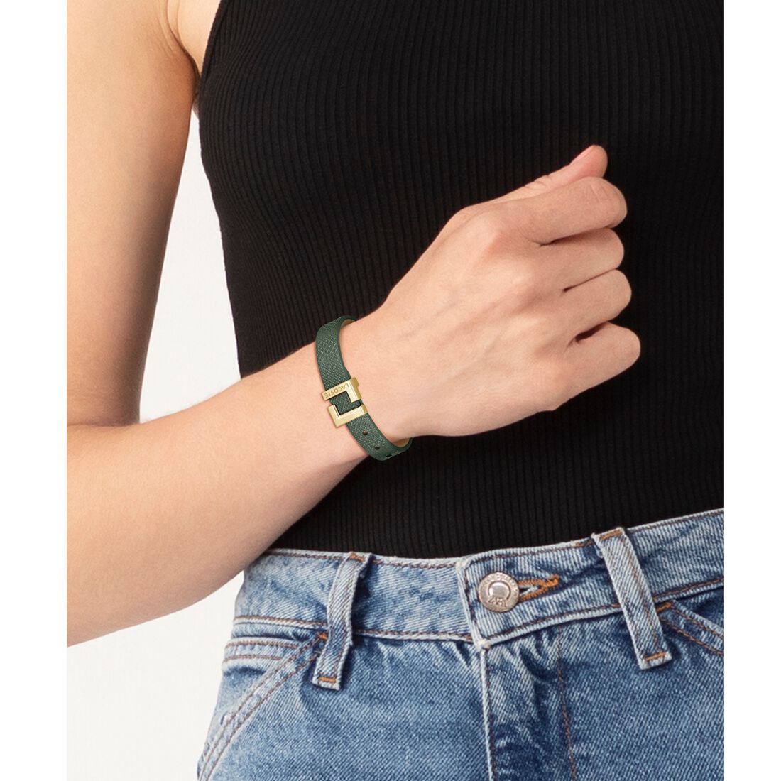 سوار لاكوست نسائي من الجلد Lacoste Leather Women Bracelet - 2040218-GRN