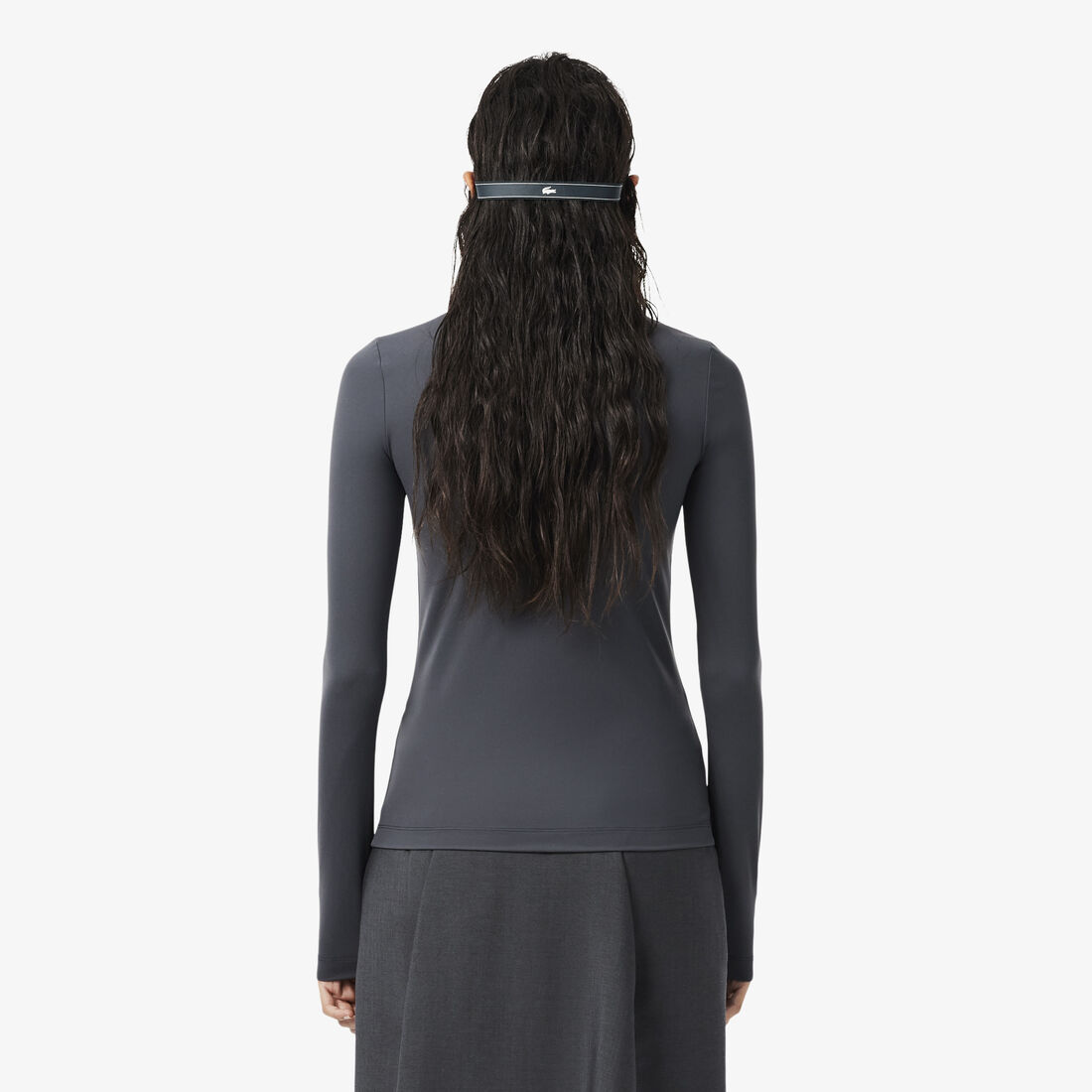 lacoste runway high neck printed stretch t shirt