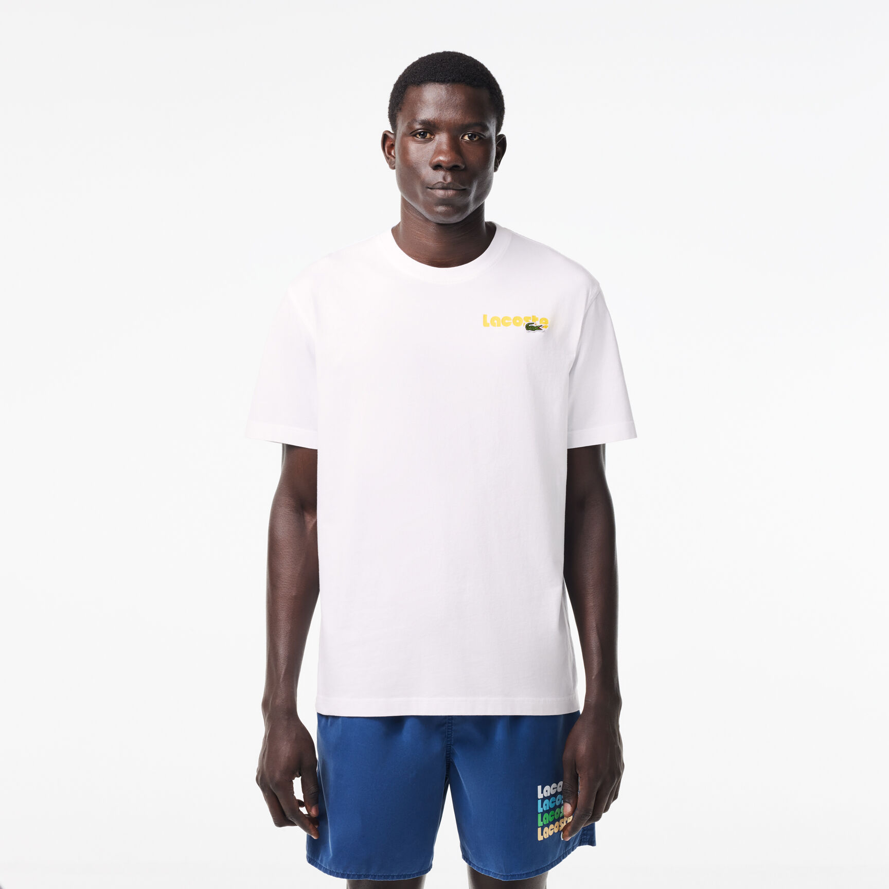 Washed Effect Ombré Lacoste Print T-shirt Washed Effect Ombré Lacoste Print T-shirt - TH7544-00-001