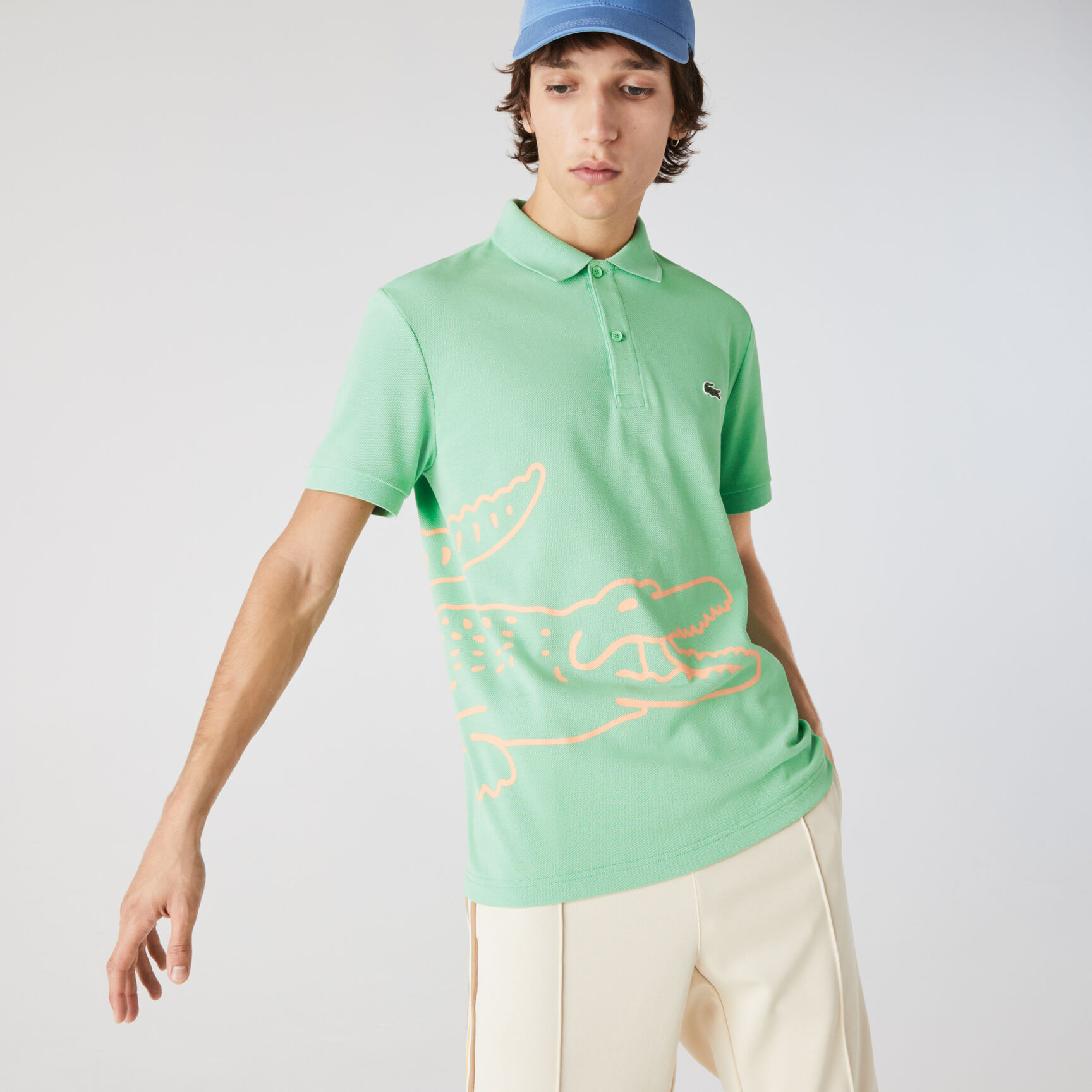 Men&rsquo;s Lacoste Regular Fit Crocodile Print Cotton Piqu&eacute; Polo