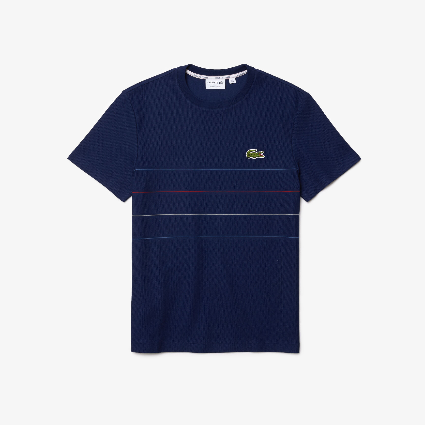 تي شيرت مقلم من القطن العضوي متعرج الملمس للرجال مجموعة Made in France تي شيرت مقلم من القطن العضوي متعرج الملمس للرجال مجموعة Made in France