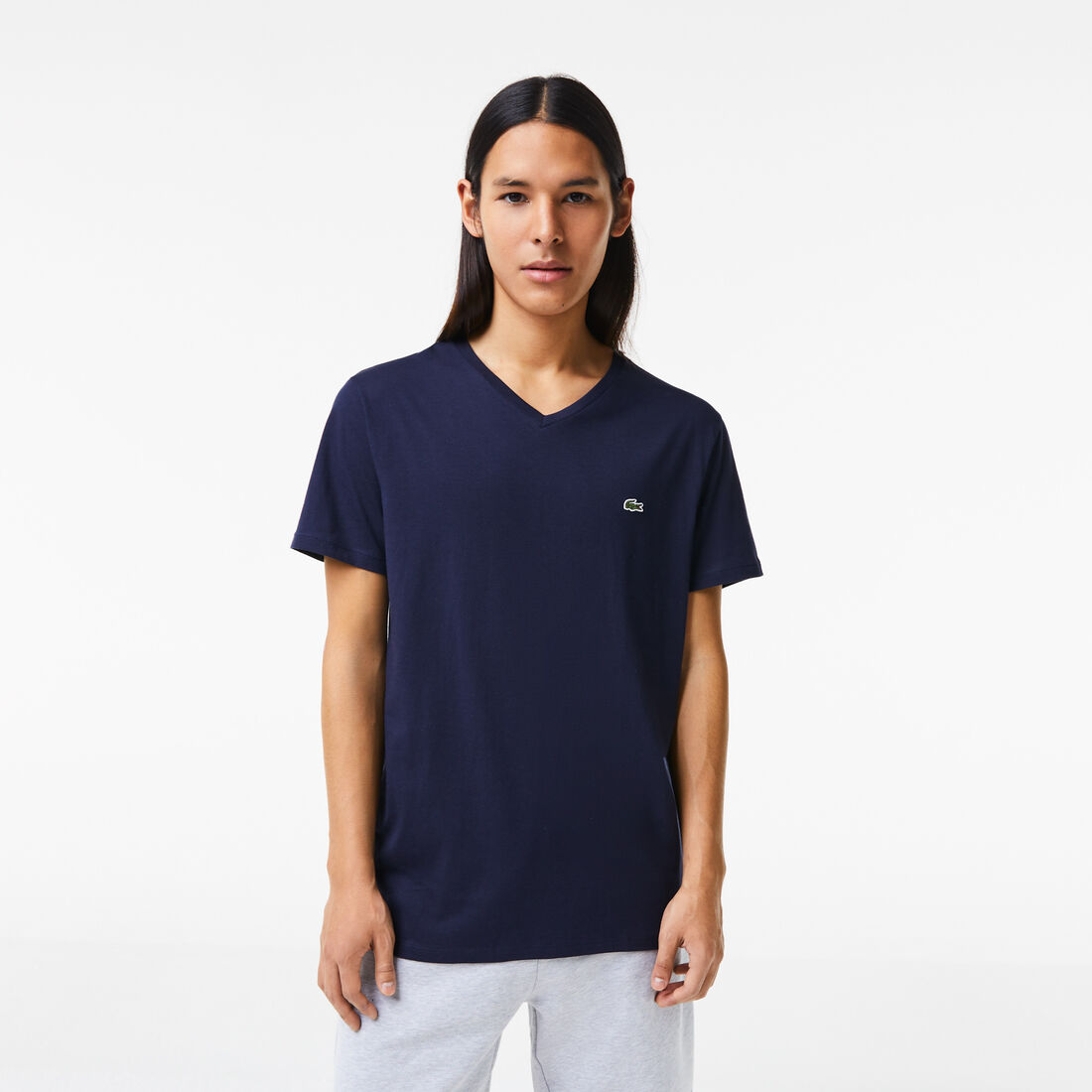 Men's V-neck Pima Cotton Jersey T-shirt - TH6710-00-166