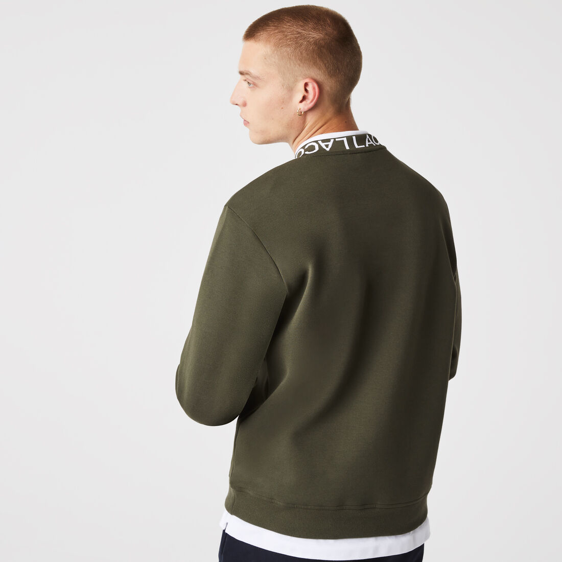 Men’s Lacoste Lettered Crew Neck Cotton Blend Sweatshirt Men’s Lacoste Lettered Crew Neck Cotton Blend Sweatshirt