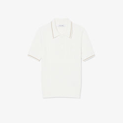 Striped Cable Knit Polo Collar Sweater