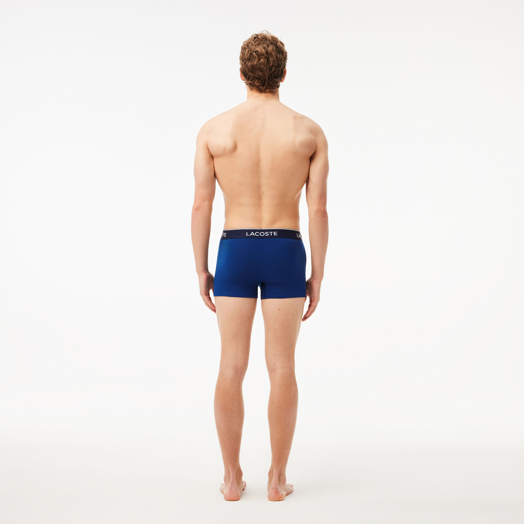 طقم بوكسر لاكوست بطبعة الشعار بألياف دقيقة للرجال، 3 قطع Pack Of 3 Casual Black Trunks - 5H3389-00-W64