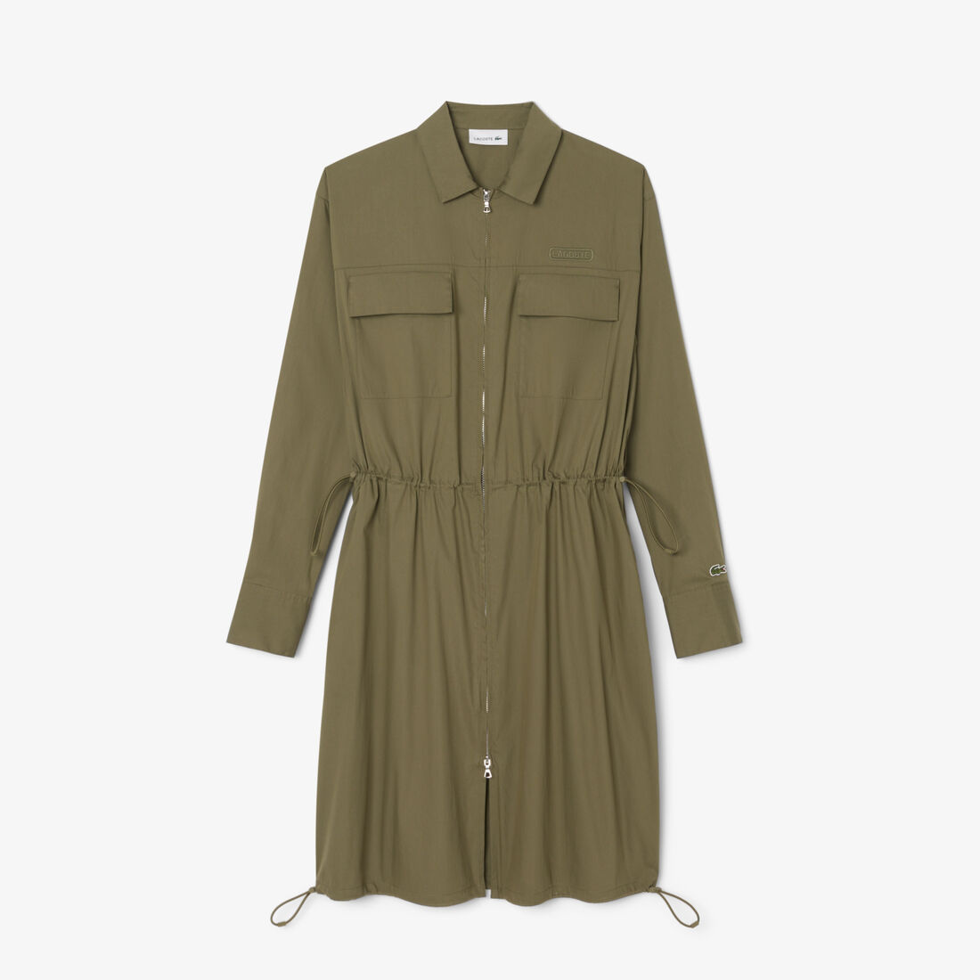 فستان قميص قطني كبير الحجم بسحاب أمامي Oversized Cotton Zip Front Shirt Dress - EF5317-00-E9F