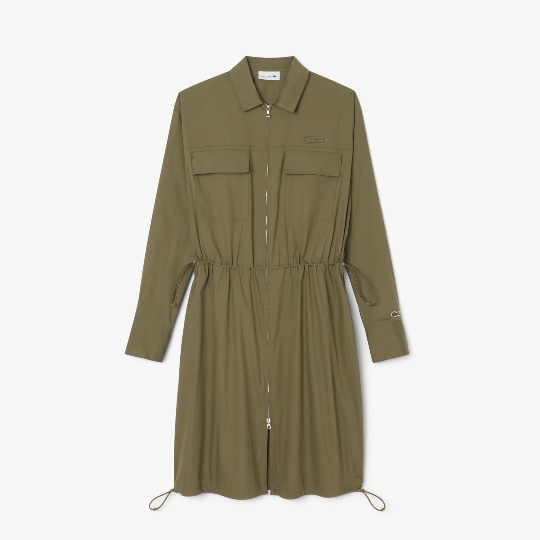 فستان قميص قطني كبير الحجم بسحاب أمامي Oversized Cotton Zip Front Shirt Dress - EF5317-00-E9F