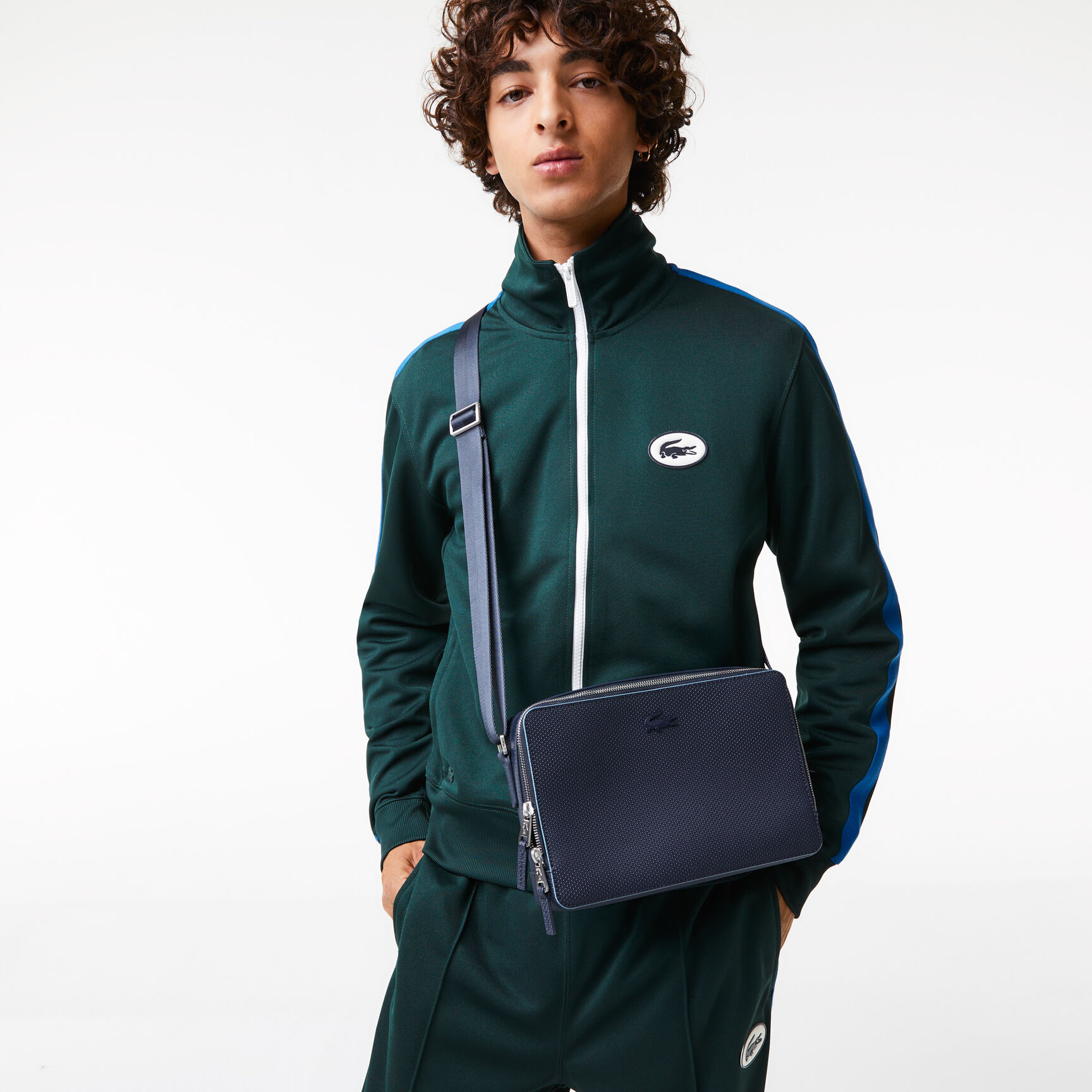 Unisex Chantaco Matte Stitched Leather Zippered Crossbody Bag Unisex Chantaco Matte Stitched Leather Zippered Crossbody Bag - NH3270CE-K39