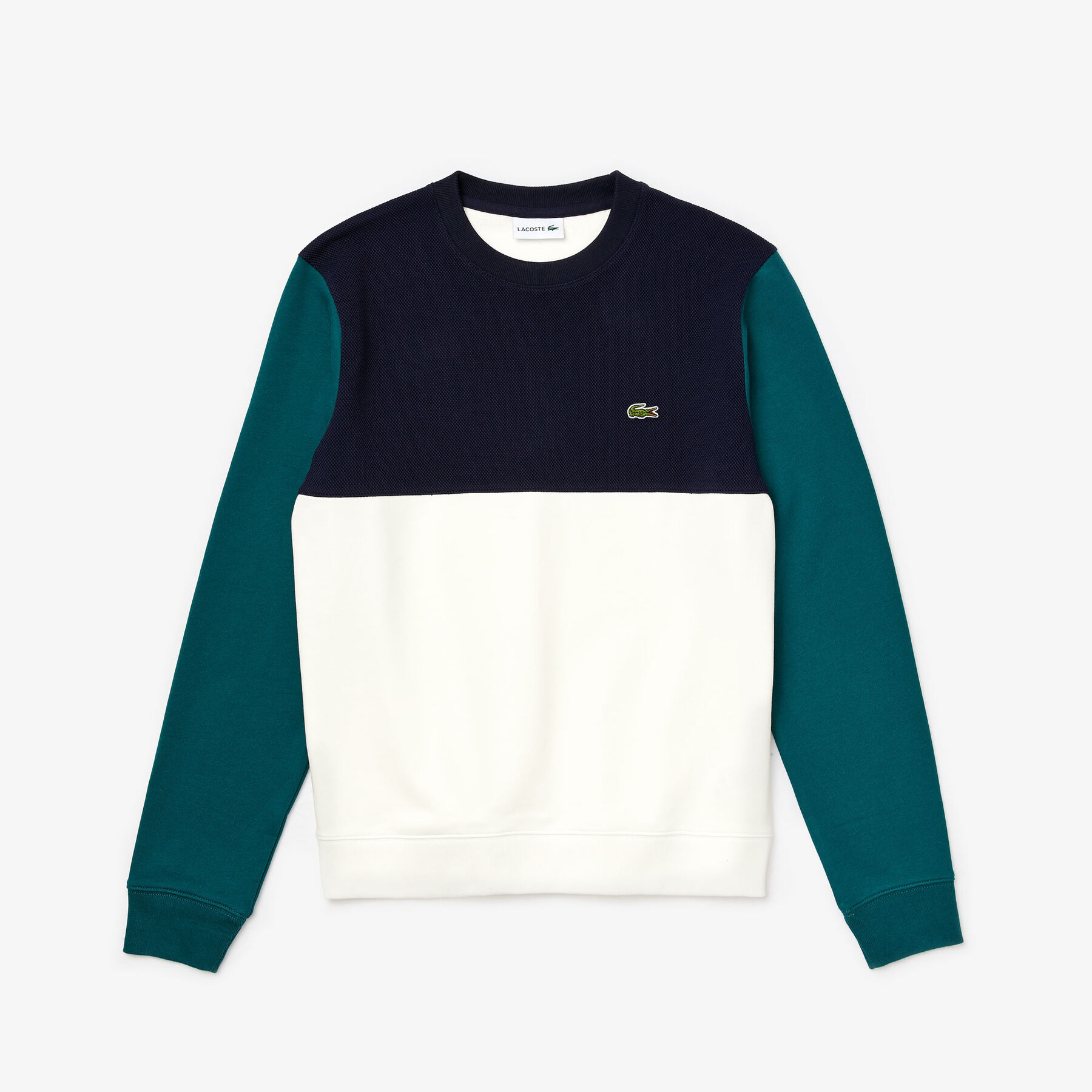 lacoste men s colourblock crew neck sweatshirt