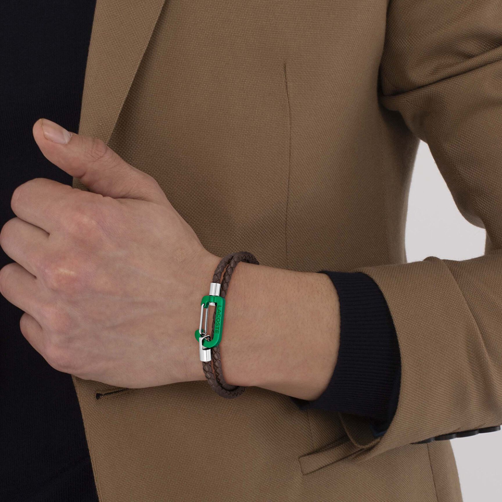 Matt Braided Leather Cord Bracelet null - 2040314-BROWN