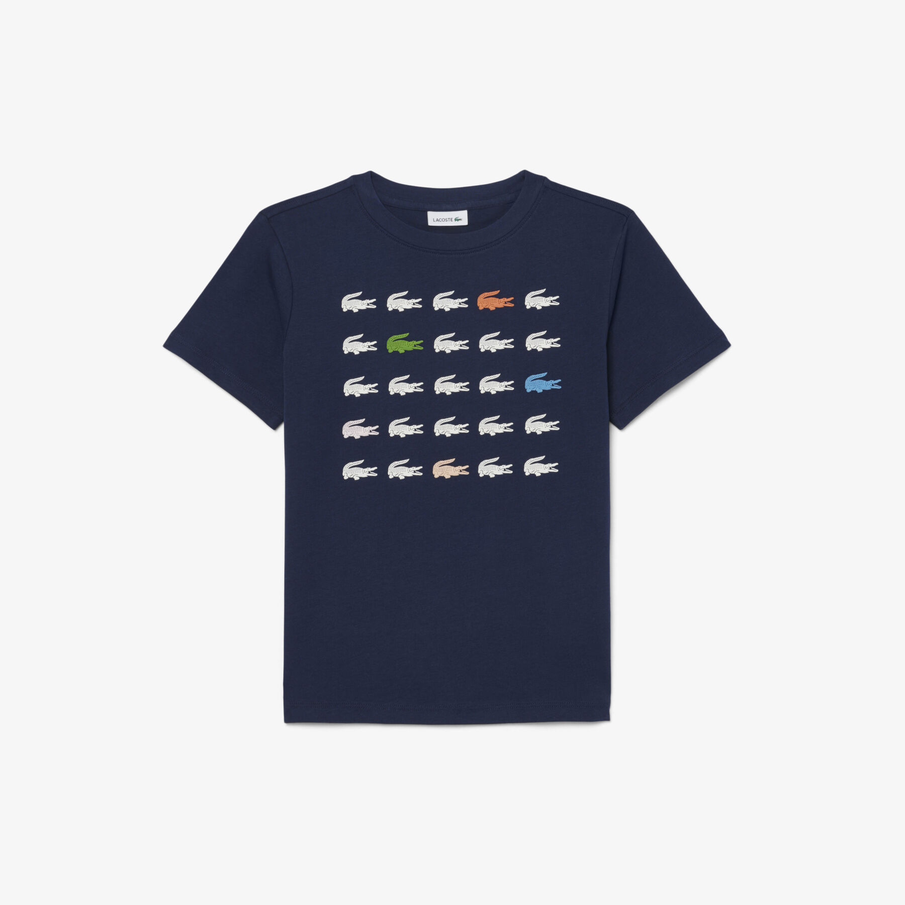 تيشيرت قطني بنقشة جلد التمساح Crocodile Print Cotton T-shirt - TJ7369-00-166