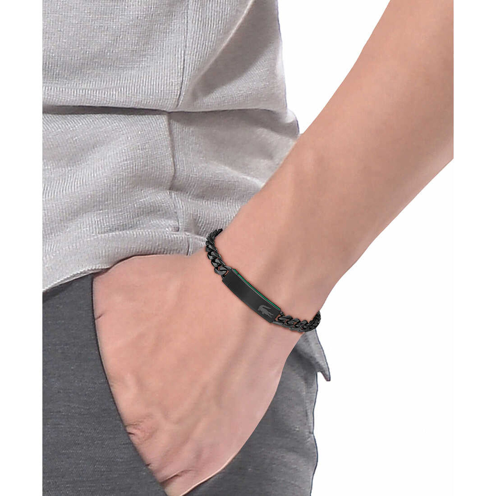 Men Wrist Band Bracelet Men Wrist Band Bracelet - 2040082-BLACK
