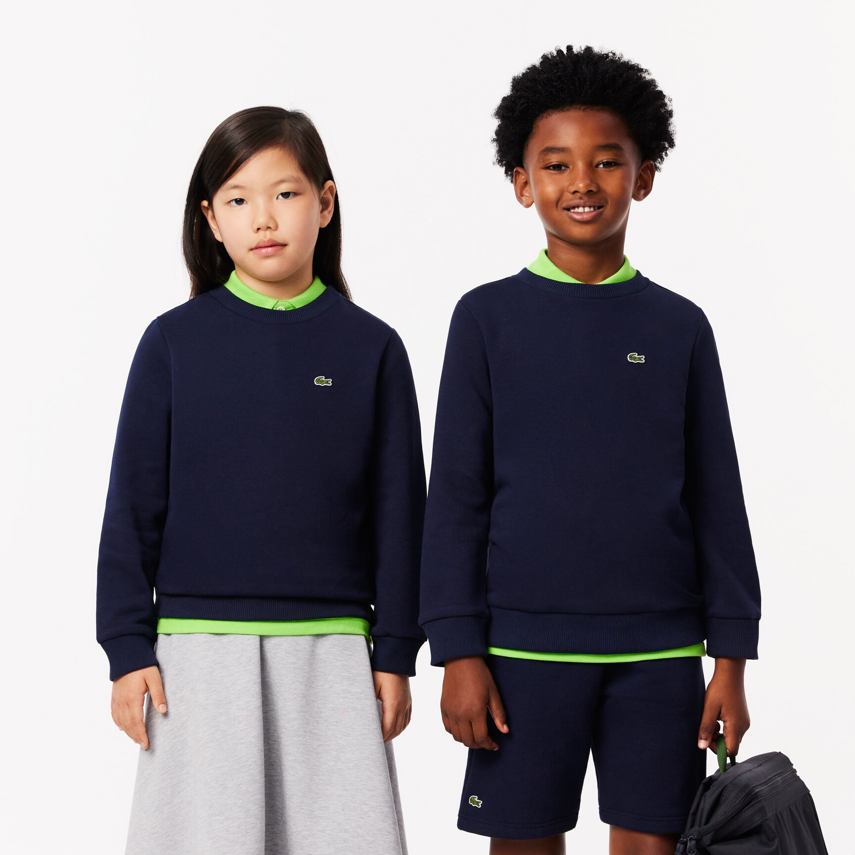 هودي فلانيل قطن مقسم بألوان للأطفال Kids' Lacoste Organic Cotton Flannel Sweatshirt - SJ5284-00-166