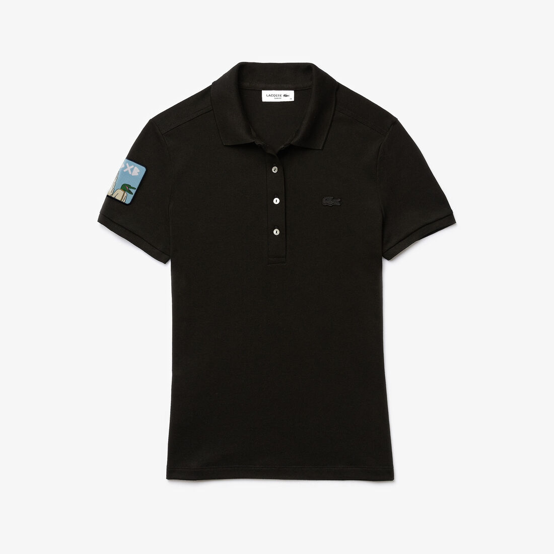 تيشيرت بولو لاكوست قطن بيكيه مطاطي بقصة ضيقة للنساء تيشيرت بولو لاكوست قطن بيكيه مطاطي بقصة ضيقة للنساء