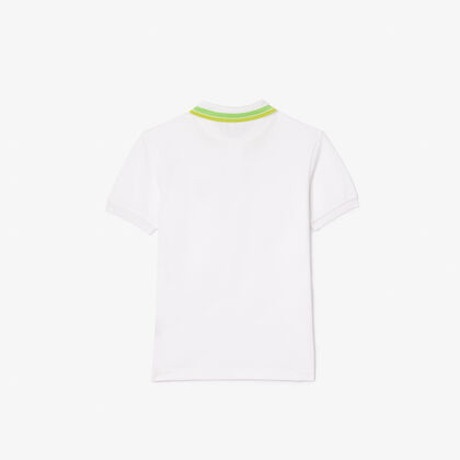 Boys' Lacoste Tricolour Collar Cotton Petit Pique Polo