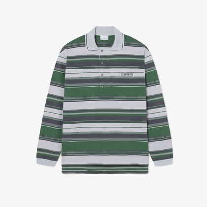 لاكوست lacoste x wang yibo loose fit striped pique polo shirt
