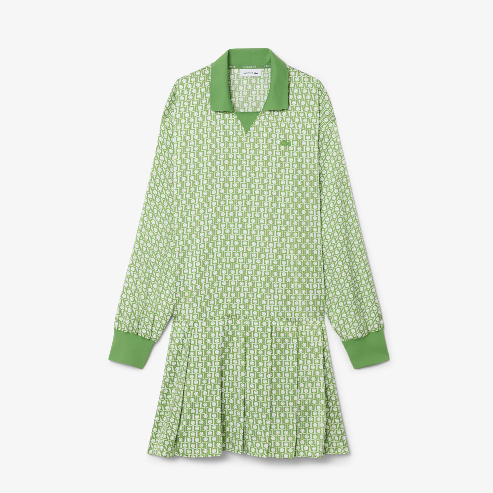 Pleated Satin Polo Dress - EF9789-00-4SI