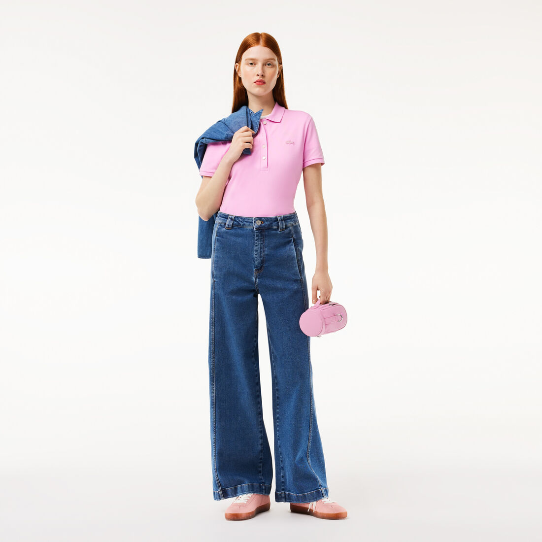 تيشيرت بولو L.12.D بقصة ضيقة من قماش بيتي بيكيه المطاطي Women's Lacoste Slim fit Stretch Cotton Pique Polo Shirt - PF5462-00-IXV