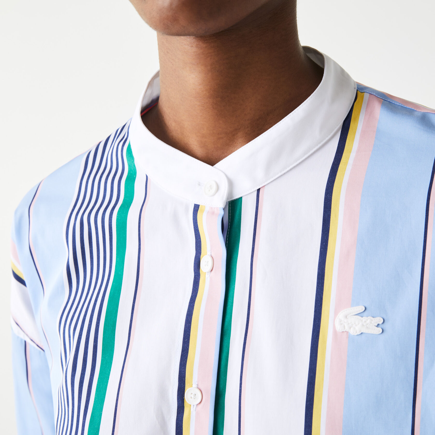 women s lacoste live classic fit scarf neck striped cotton shirt