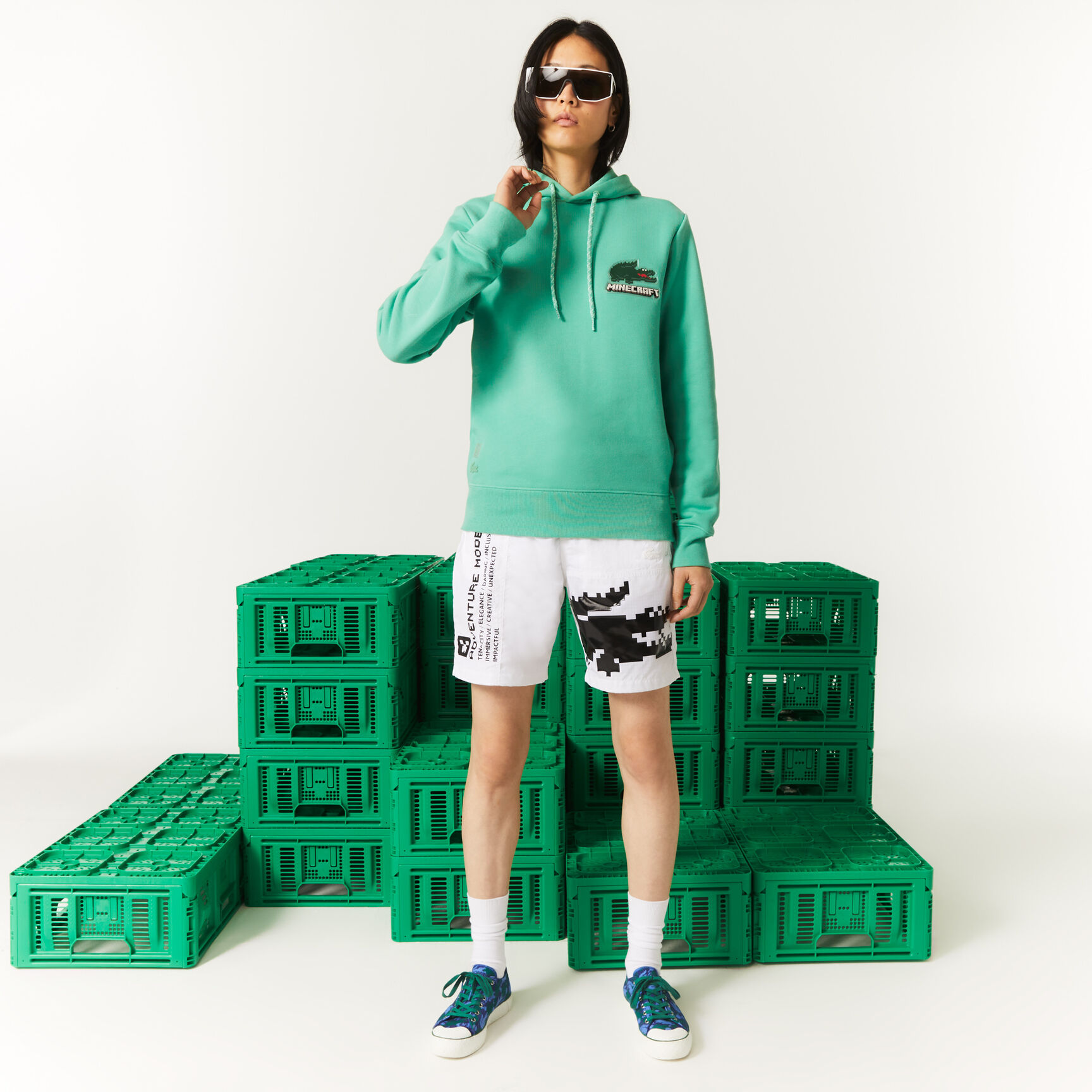 Unisex Lacoste x Minecraft Hooded Cotton Fleece Hoodie