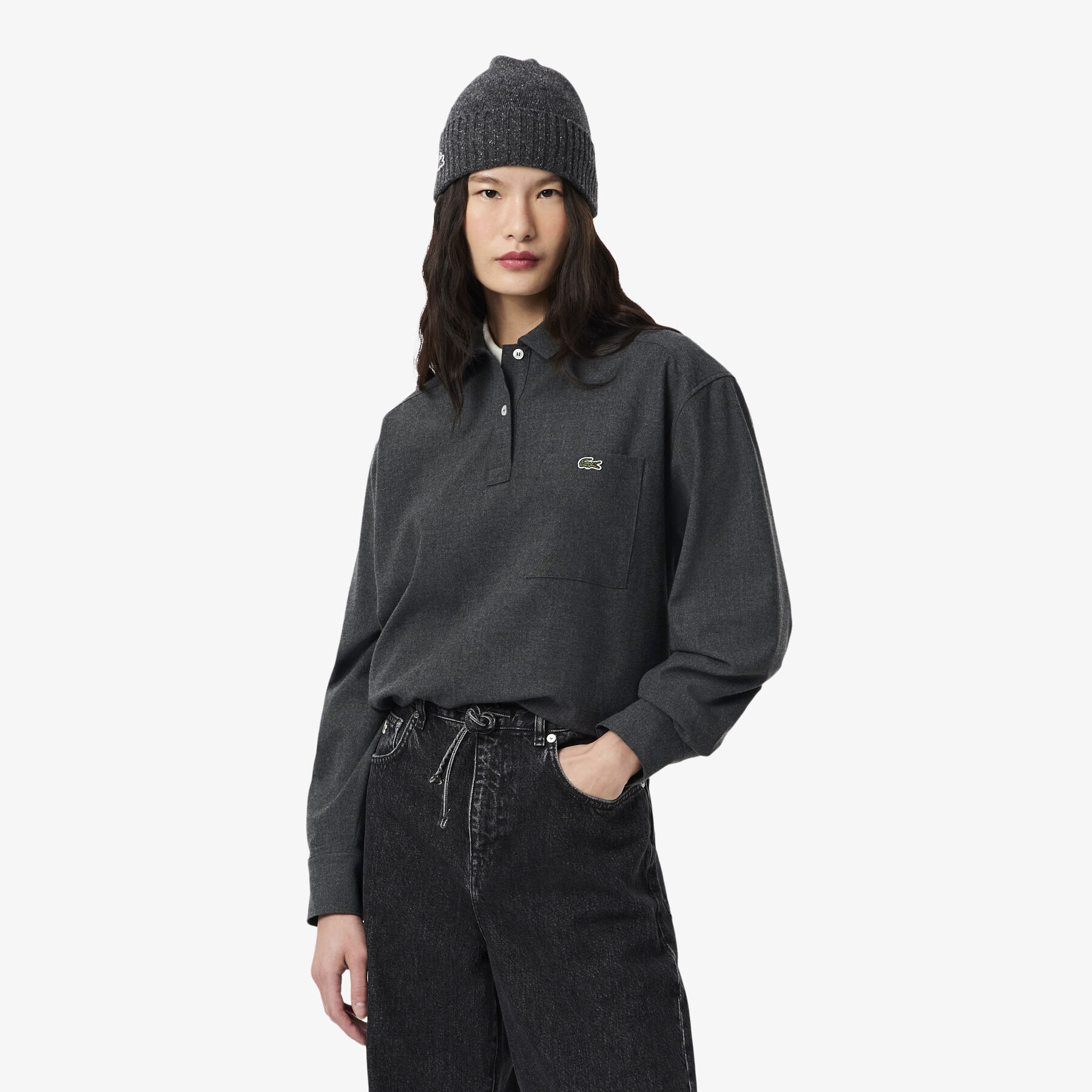 Oversized Polo Style Flannel Shirt lacoste oversized polo style flannel shirt