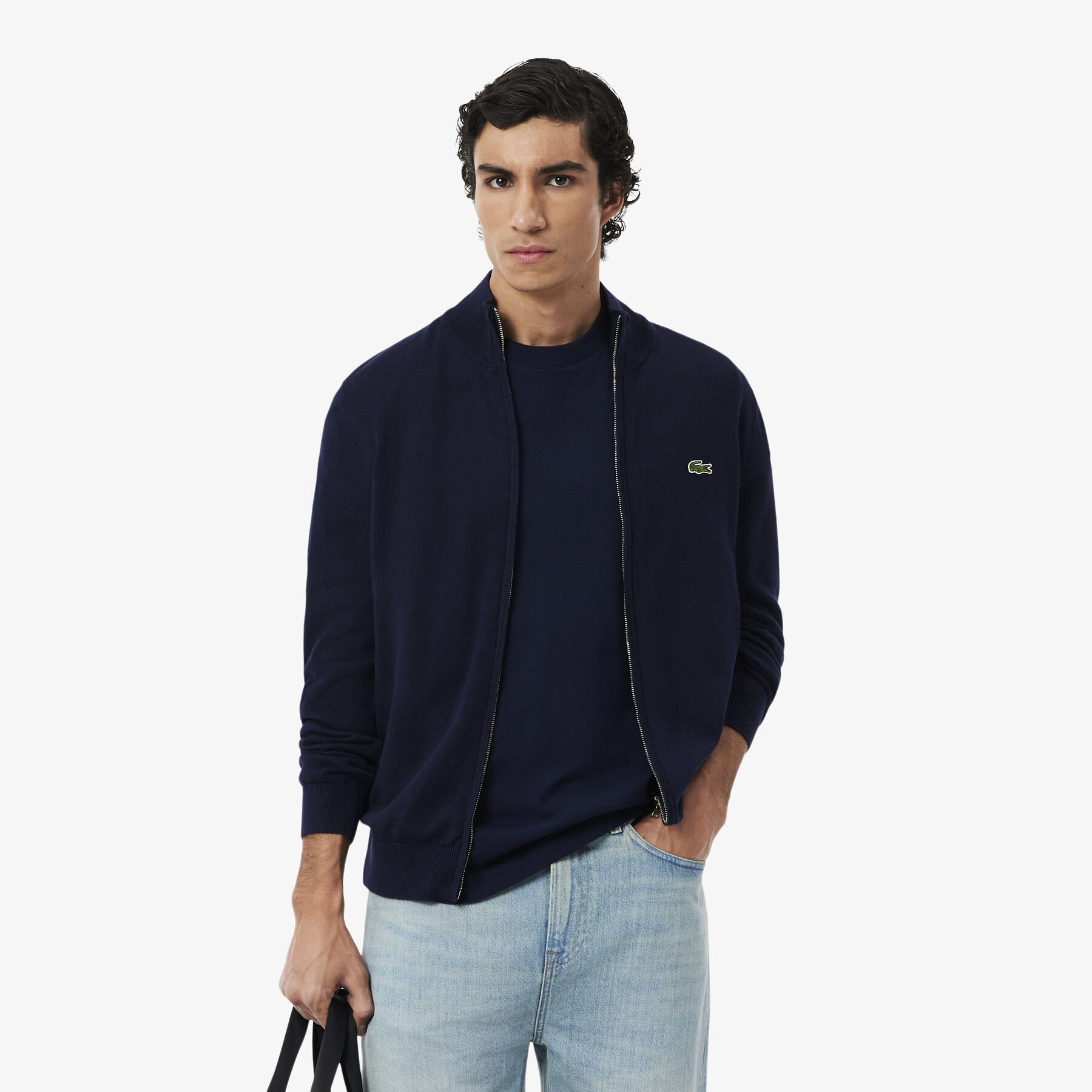 كنزة قطنية برقبة عالية وسحاب Zipped High Neck Cotton Sweater - AH1957-00-166