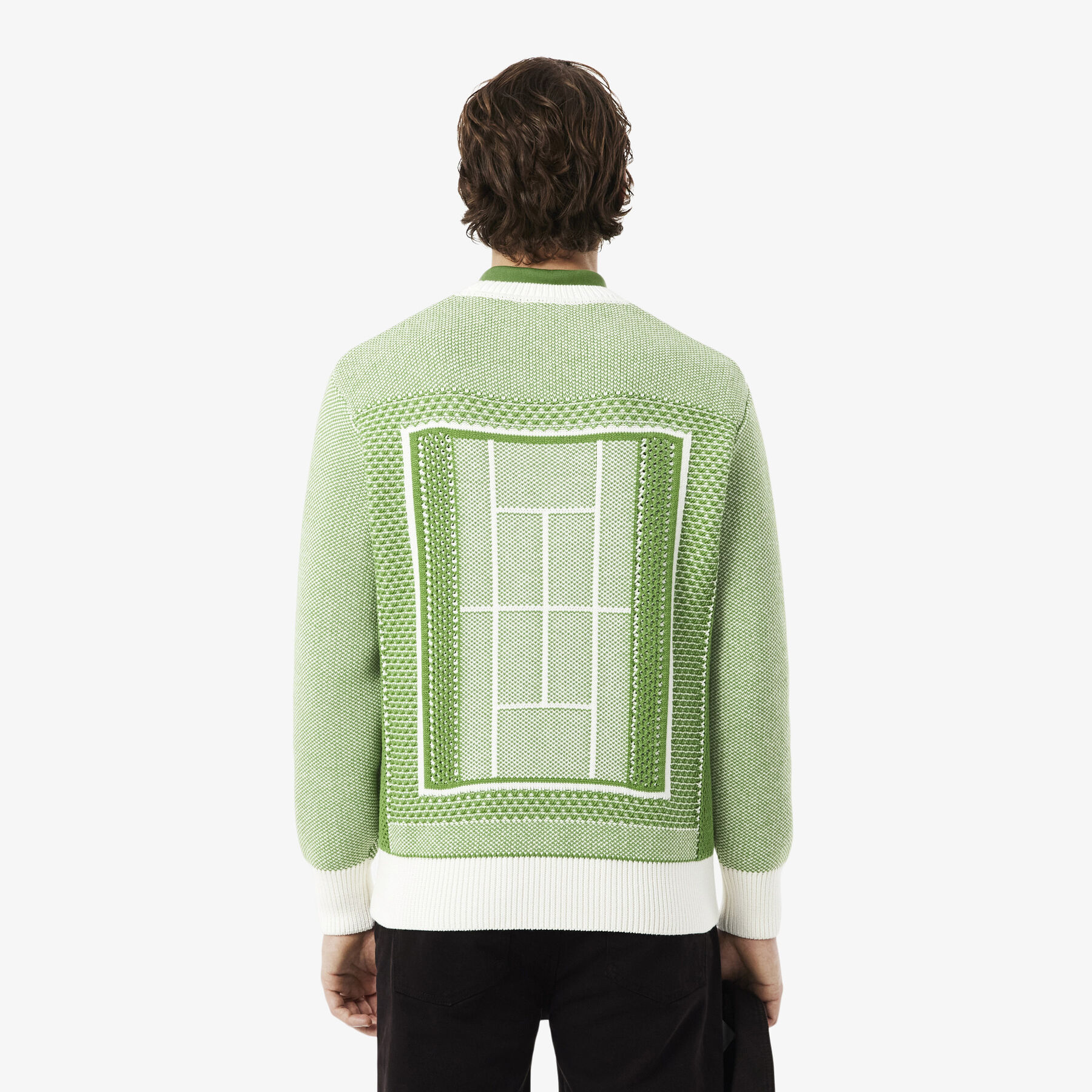 lacoste tennis court graphic jacquard sweater