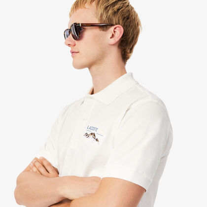 Classic Fit Embroidered Motif Pique Polo Shirt