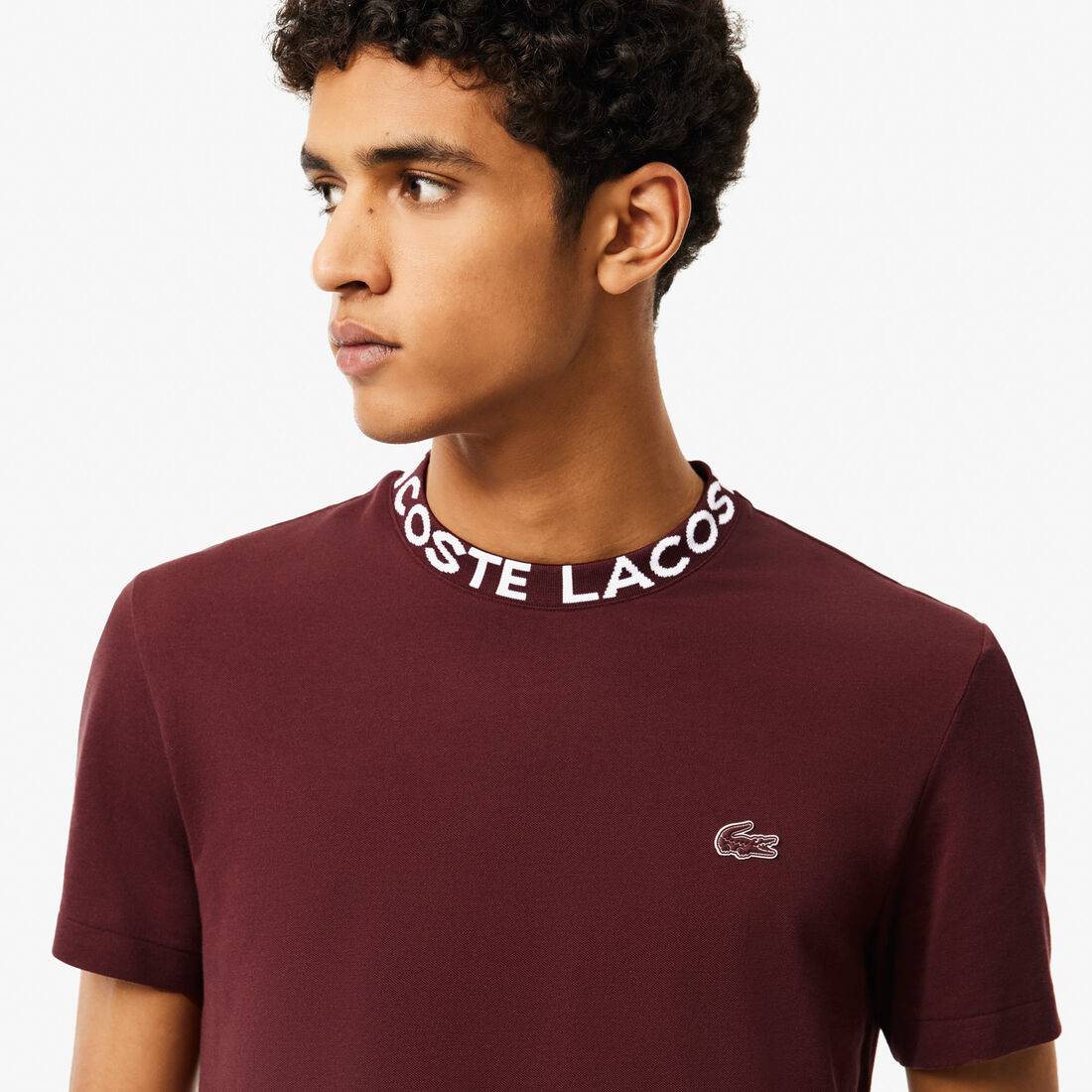 Jacquard Neck Pique T-shirt Jacquard Neck Pique T-shirt - TH7488-00-BZD