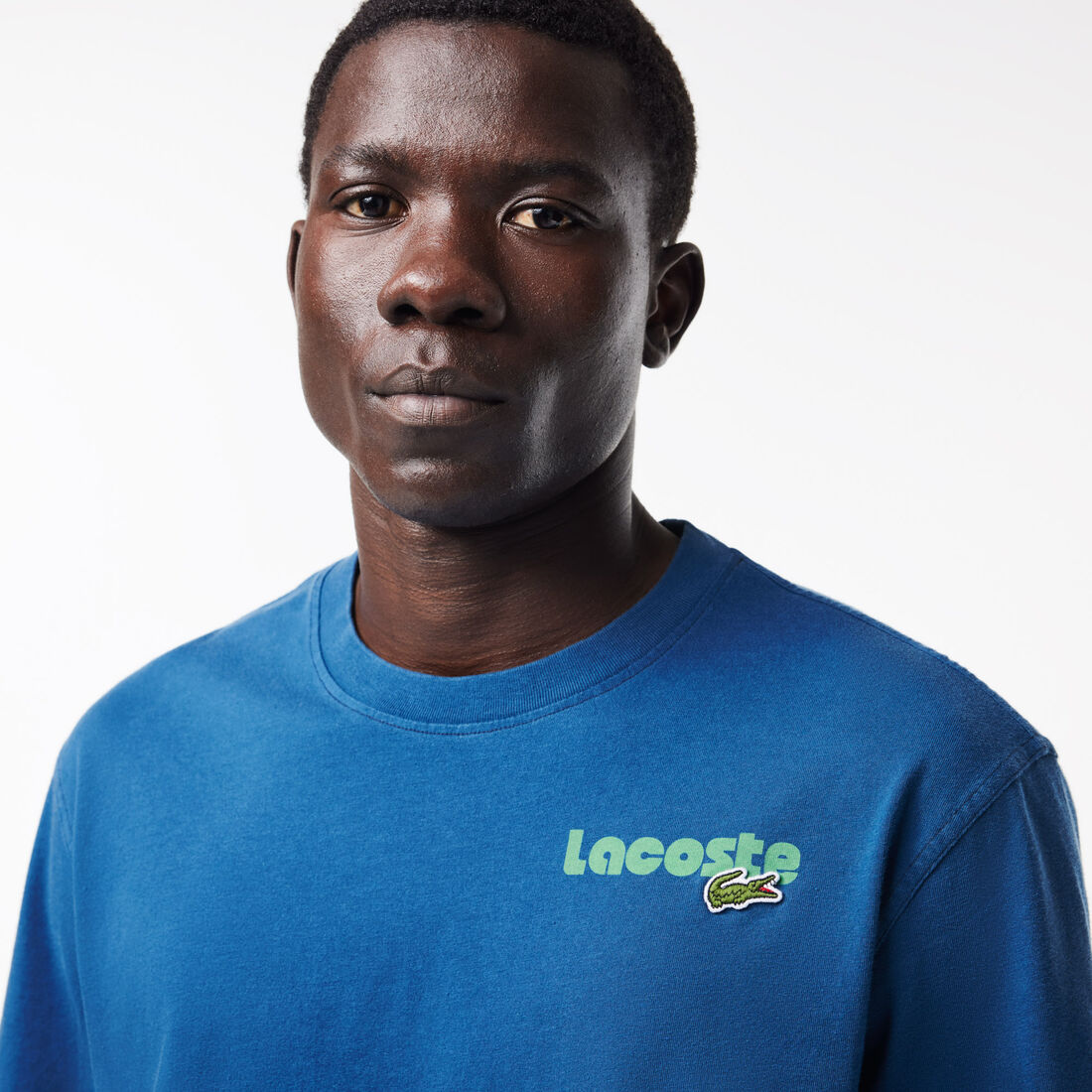 Washed Effect Ombré Lacoste Print T-shirt Washed Effect Ombré Lacoste Print T-shirt - TH7544-00-HBM