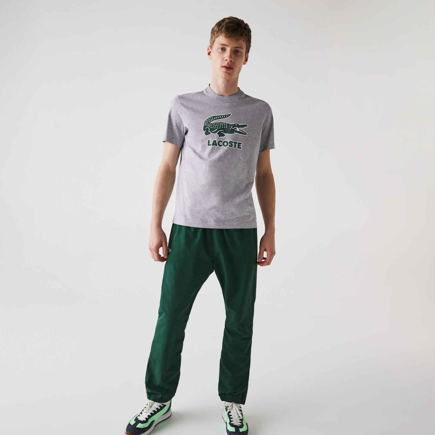 Men&rsquo;s Crew Neck Crackled Logo Print Cotton T-shirt