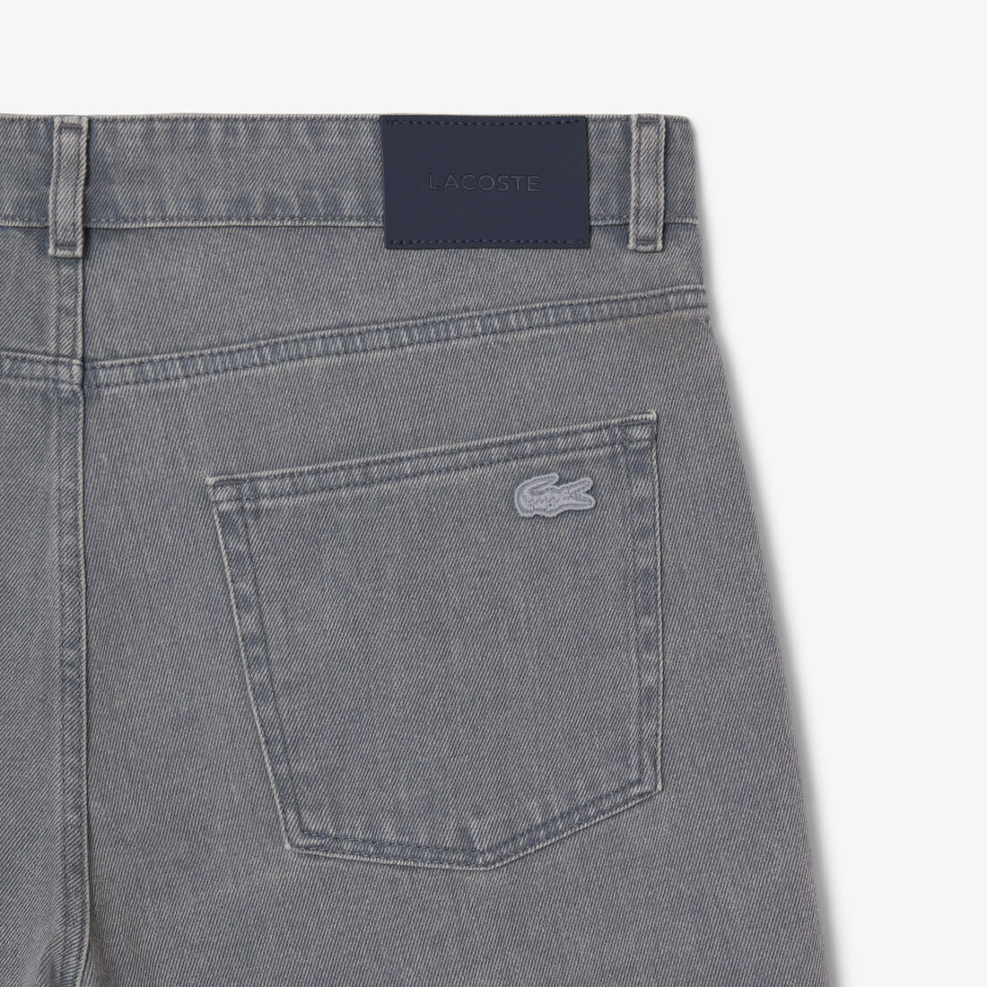 lacoste washed effect dyed denim bermuda shorts