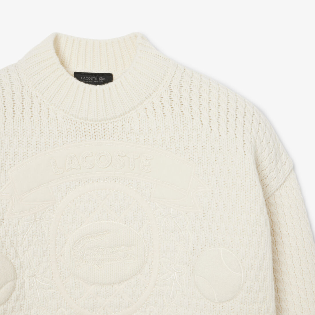 سترة صوفية مطرز بشعار الماركة Runway Embroidered Badge Wool Sweater - AH3737-00-70V