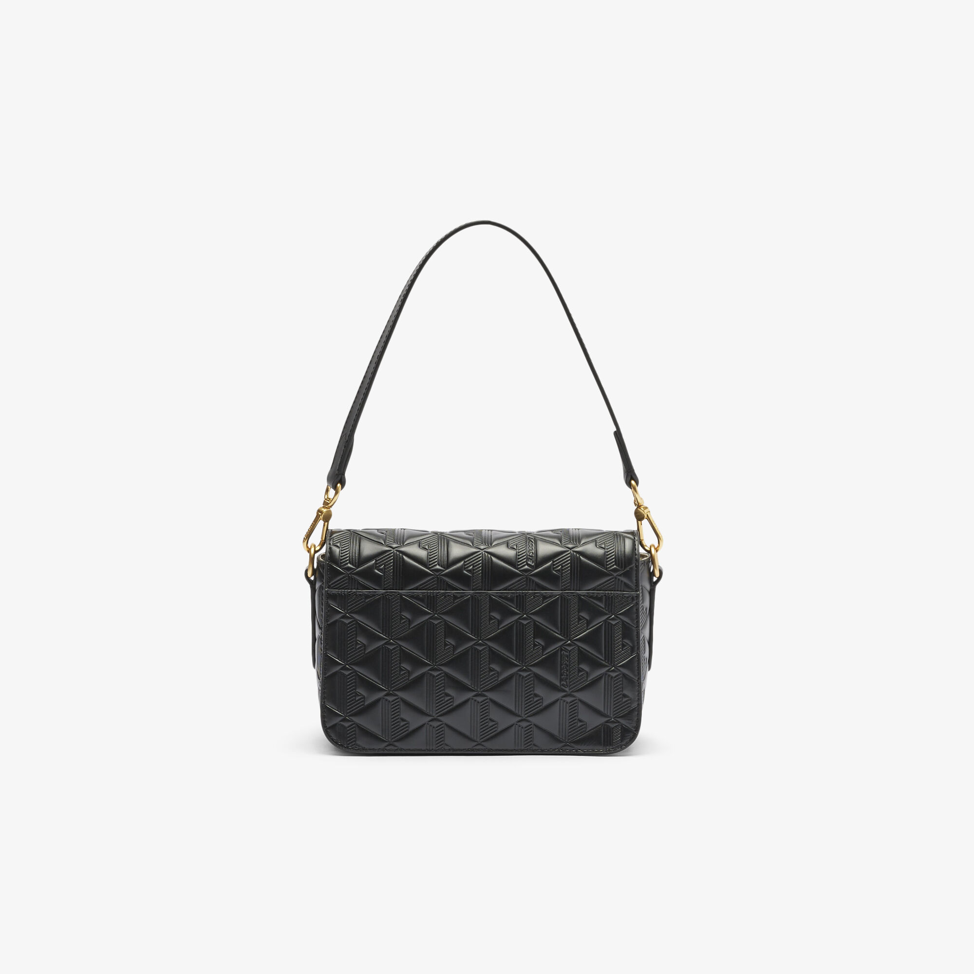 Maheki Embossed Leather Shoulder Bag, Black | LACOSTE UAE