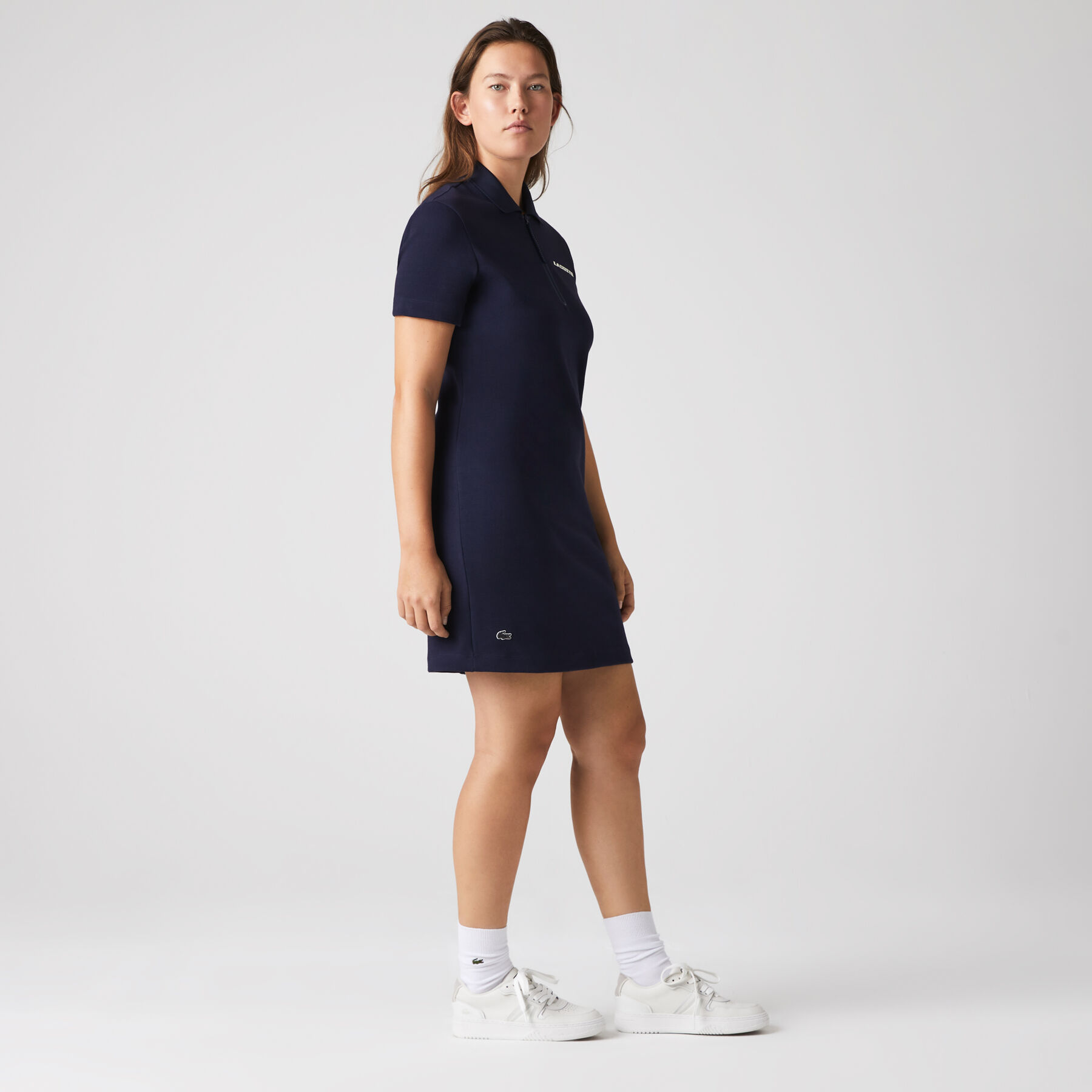 lacoste women s contrast branded two ply jersey polo dress