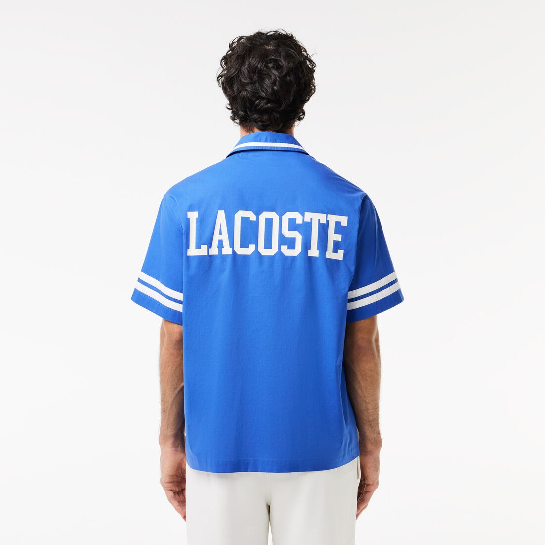 قميص لاكوست قطني طويل بطبعة خلفية Lacoste Back Print Cotton Twill Shirt - CH7225-00-ITV