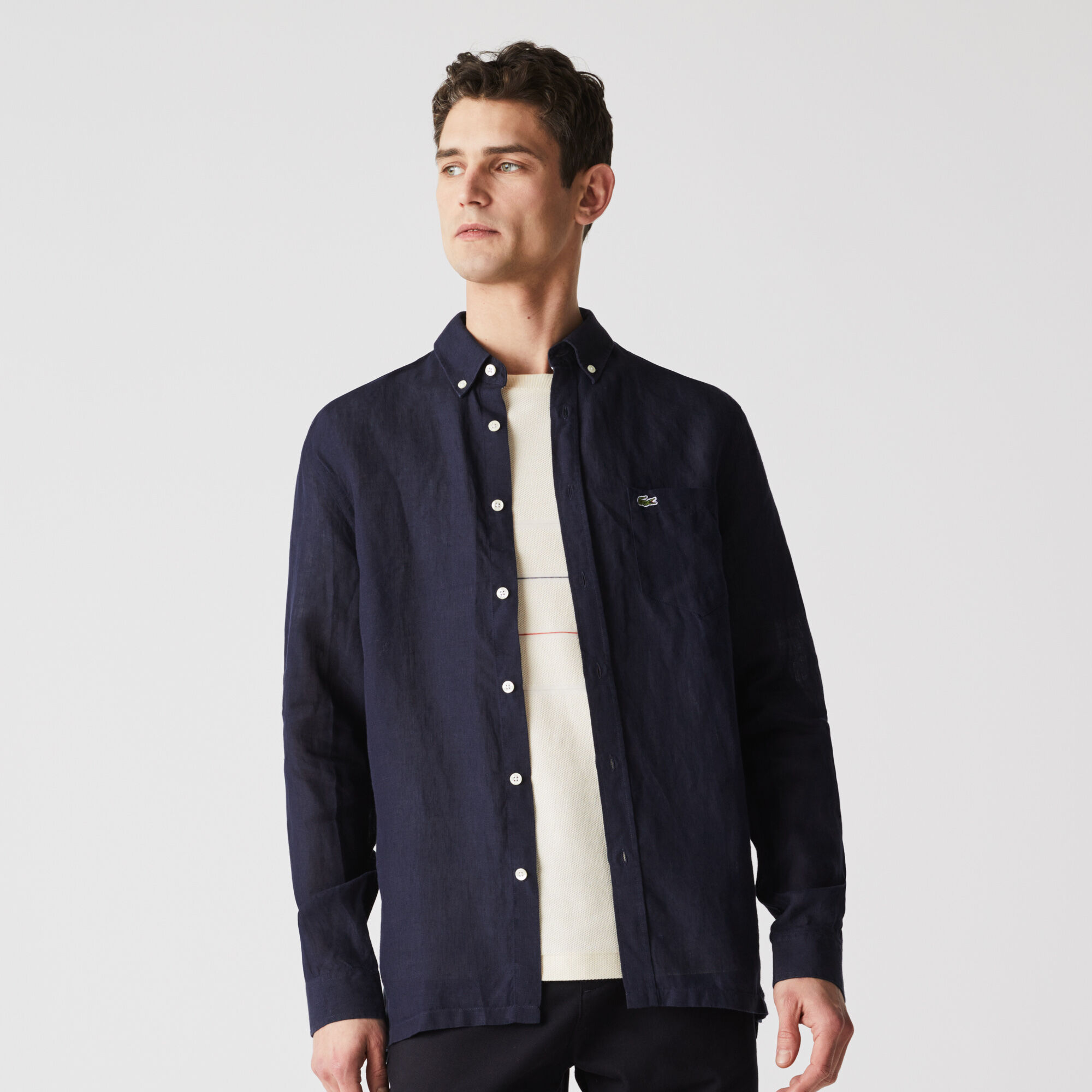 Men's Regular Fit Linen Shirt | Lacoste AE