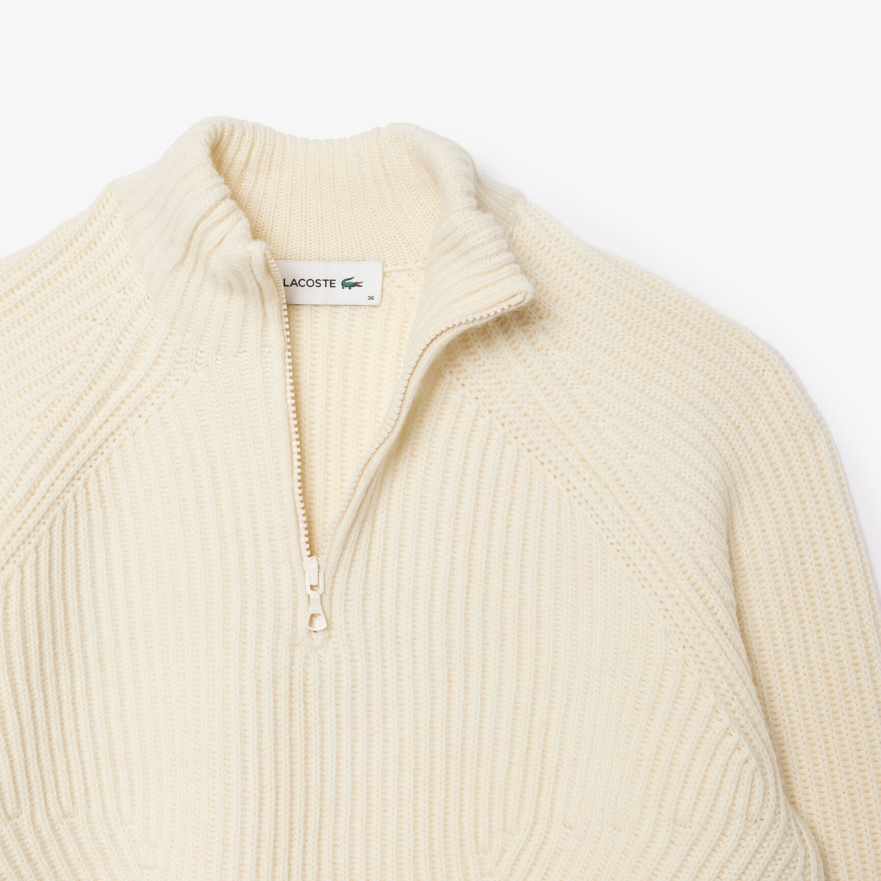 Zip Neck Pearl Rib Wool Sweater - AF2528-00-70V